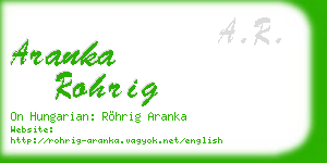 aranka rohrig business card