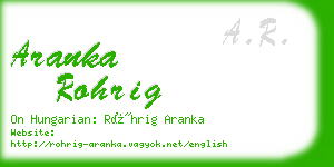 aranka rohrig business card